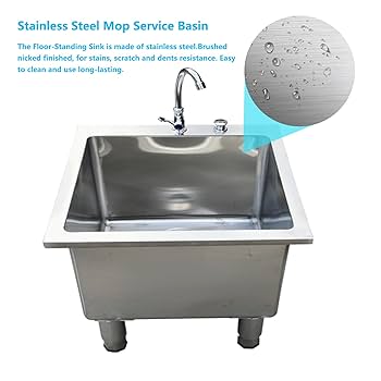 スロップシンク　美品 Amazon.co.jp: TRGCJGH フロアモップシンクステンレス制